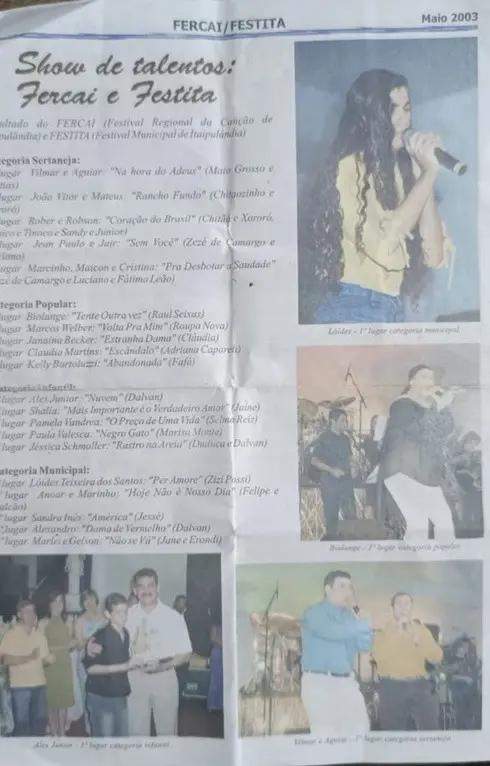 Recorte de jornal sobre o FESTITA de 2003